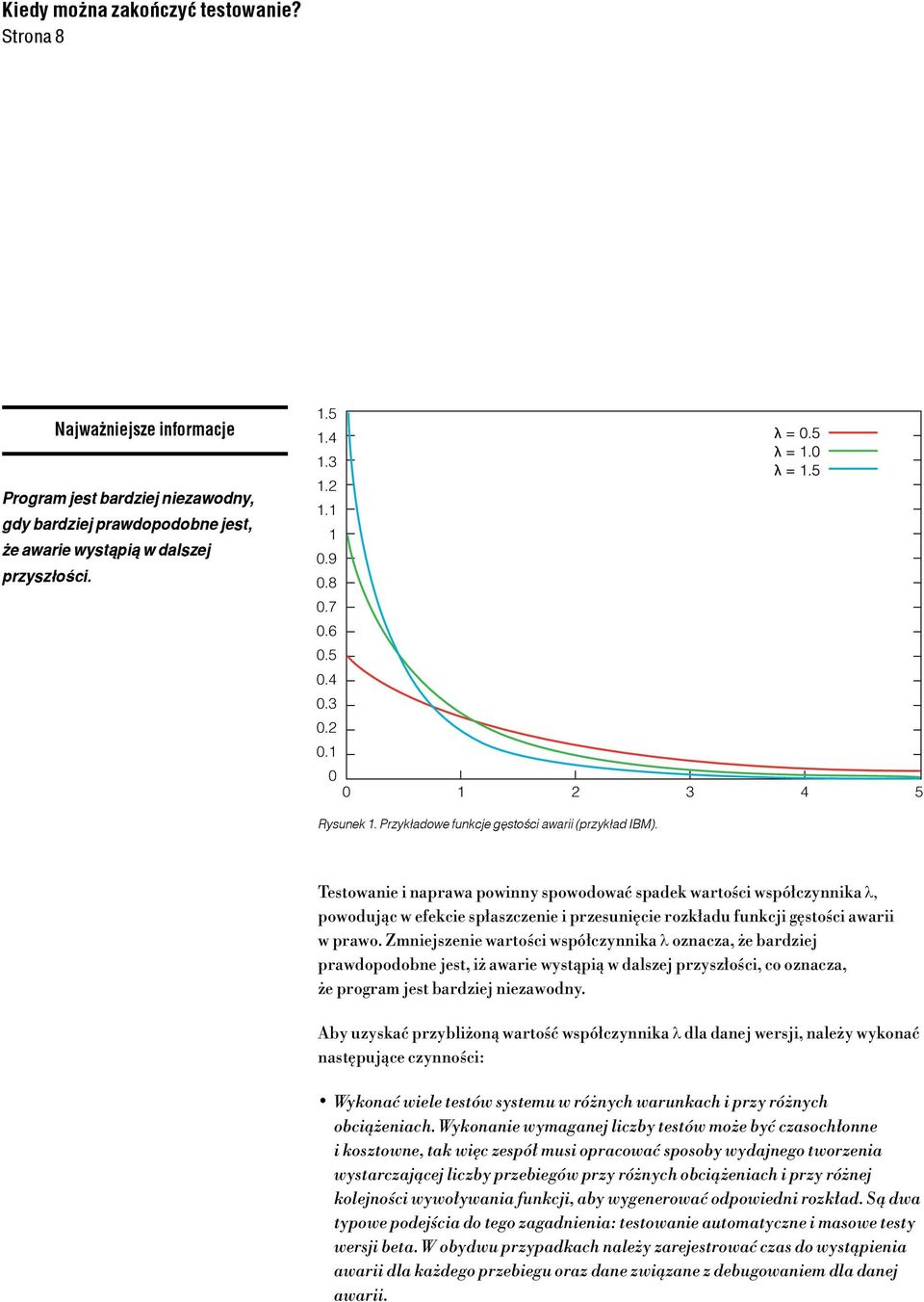 example) The program is more reliable when failures are more likely to arise further in the future.