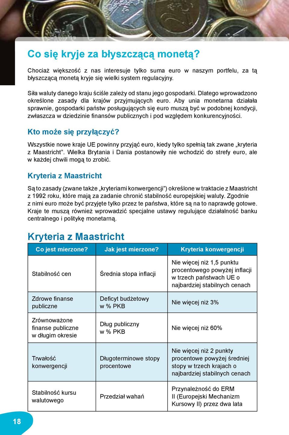 Aby unia monetarna działała sprawnie, gospodarki państw posługujących się euro muszą być w podobnej kondycji, zwłaszcza w dziedzinie finansów publicznych i pod względem konkurencyjności.