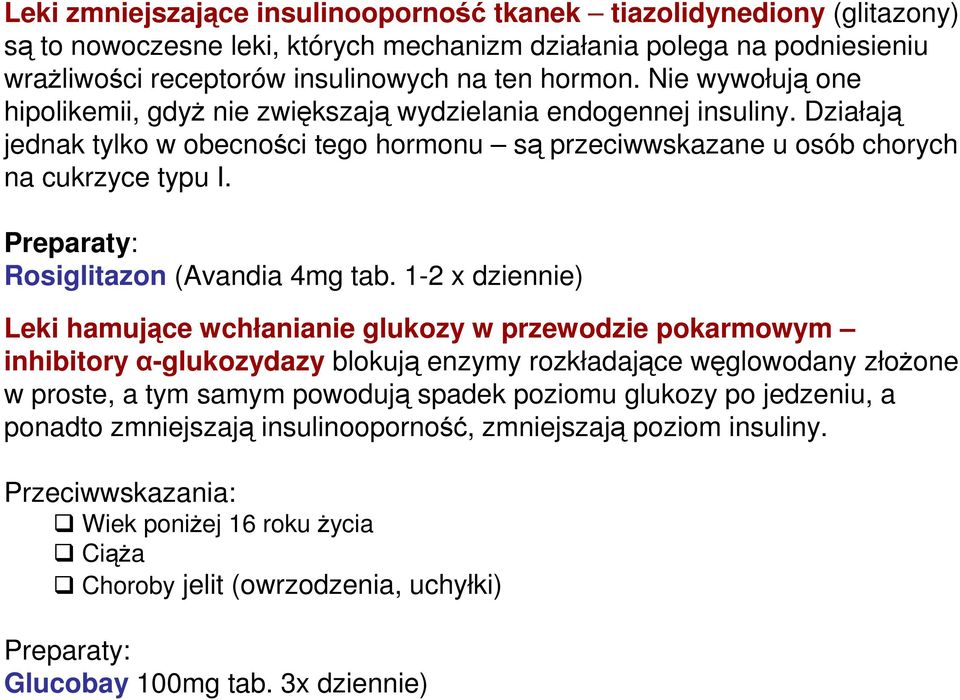 Preparaty: Rosiglitazon (Avandia 4mg tab.