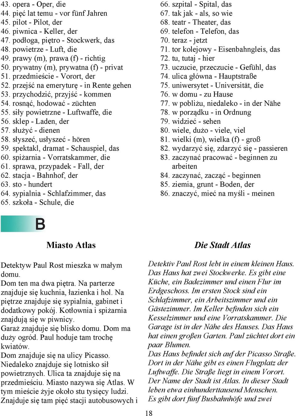 rosnąć, hodować - züchten 55. siły powietrzne - Luftwaffe, die 56. sklep - Laden, der 57. służyć - dienen 58. słyszeć, usłyszeć - hören 59. spektakl, dramat - Schauspiel, das 60.