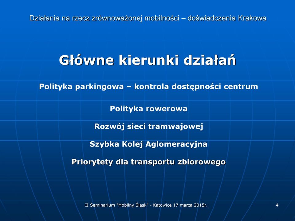 tramwajowej Szybka Kolej Aglomeracyjna Priorytety dla