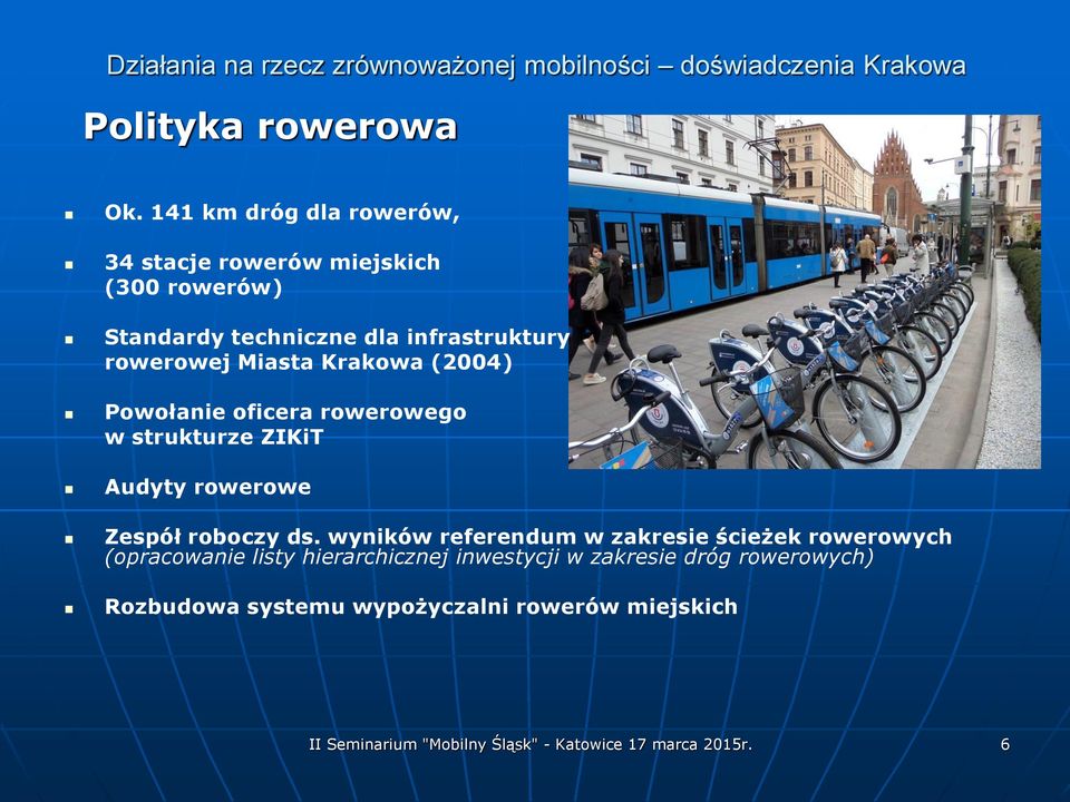 Miasta Krakowa (2004) Powołanie oficera rowerowego w strukturze ZIKiT Audyty rowerowe Zespół roboczy ds.