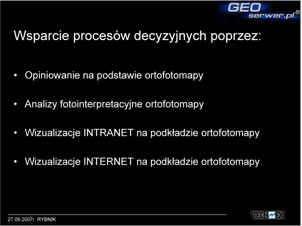 ortofotomapy Wizualizacje INTRANET na podkładzie