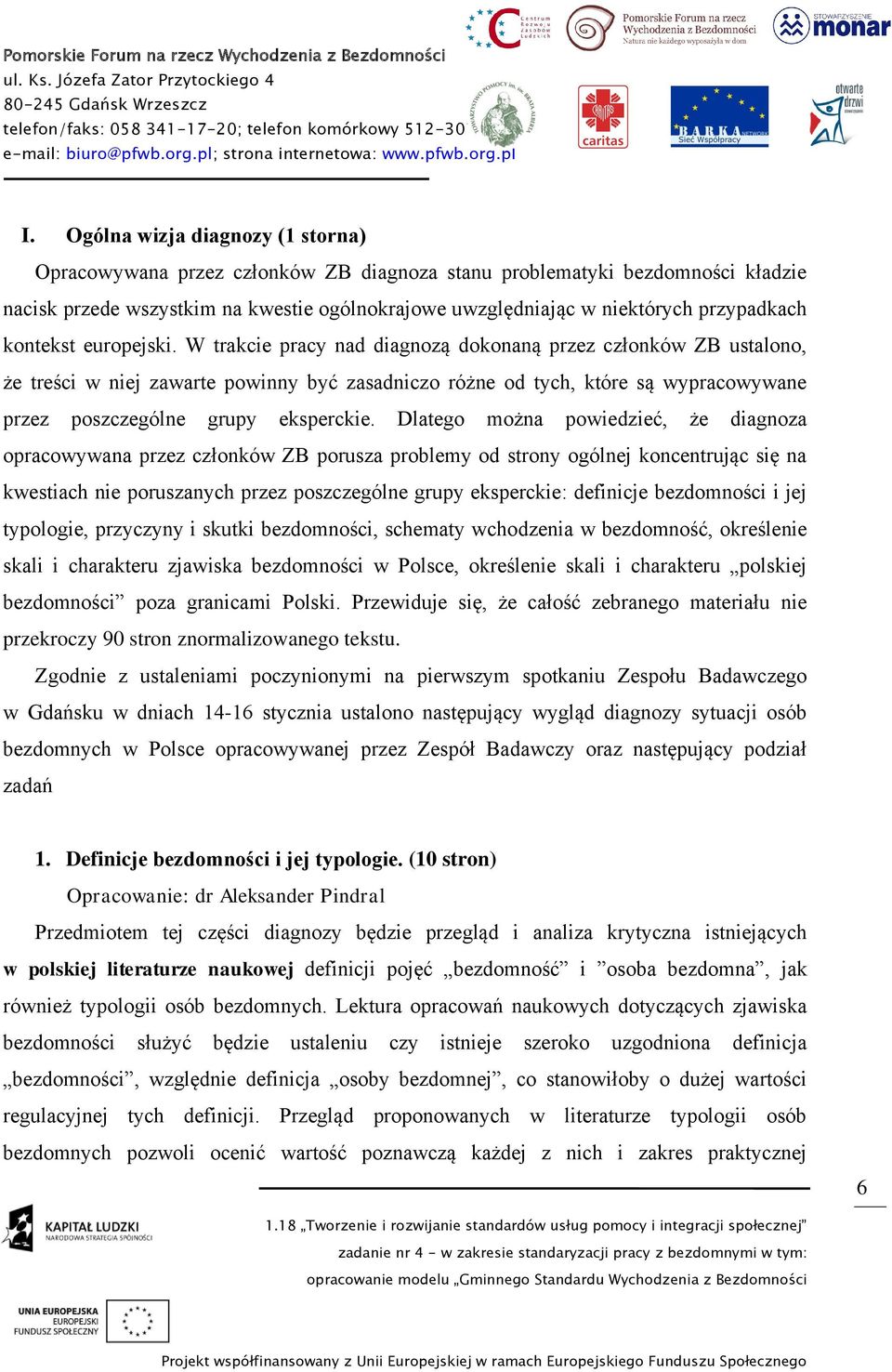 W trakcie pracy nad diagnozą dokonaną przez członków ZB ustalono, że treści w niej zawarte powinny być zasadniczo różne od tych, które są wypracowywane przez poszczególne grupy eksperckie.