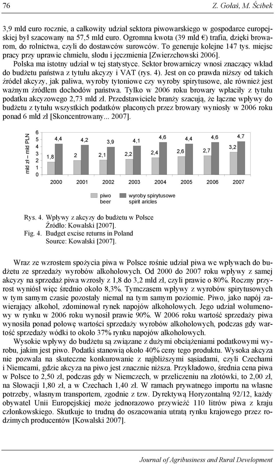 Polska ma istotny udział w tej statystyce. Sektor browarniczy wnosi znaczący wkład do budżetu państwa z tytułu akcyzy i VAT (rys. 4).