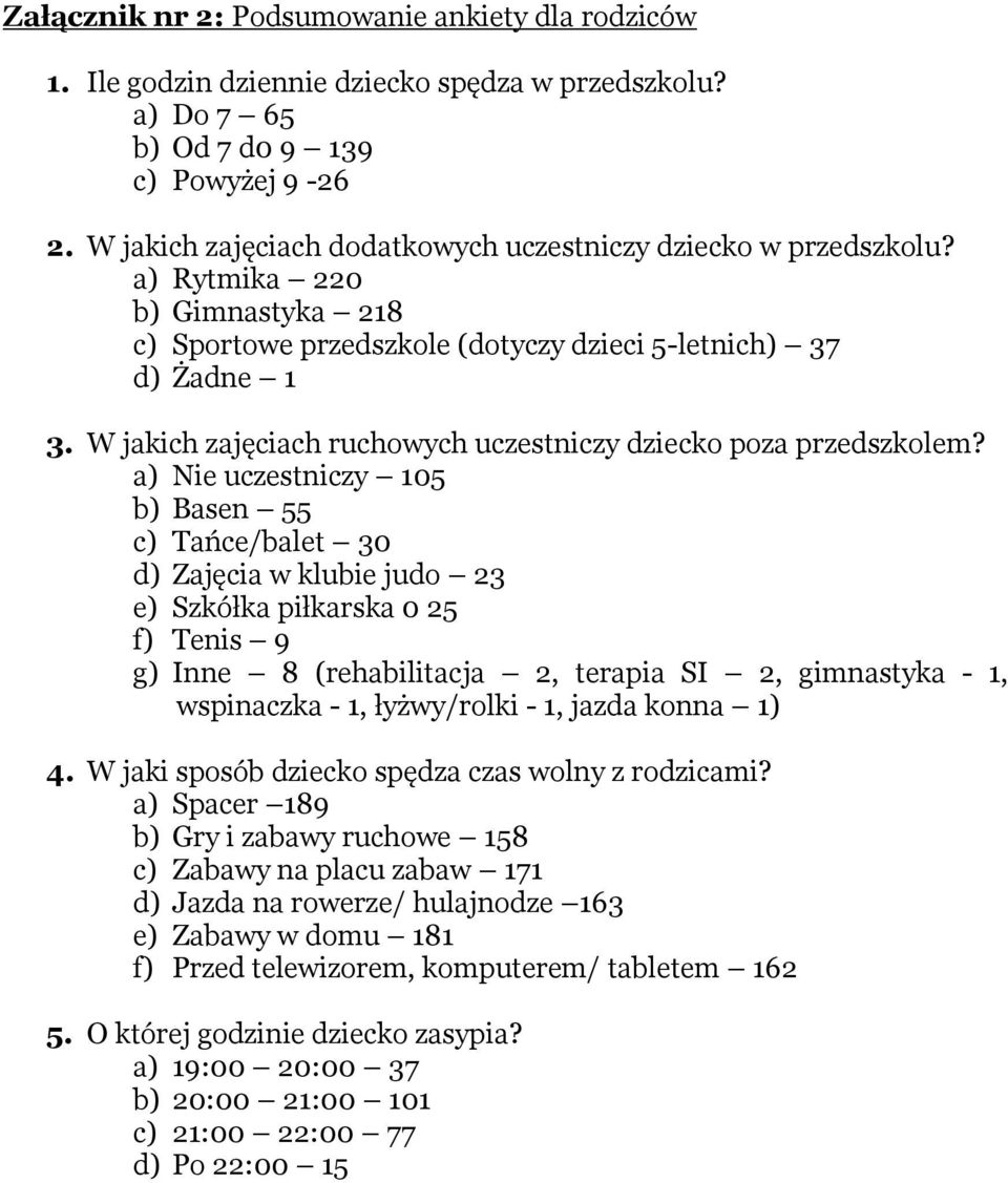 W jakich zajęciach ruchowych uczestniczy dziecko poza przedszkolem?