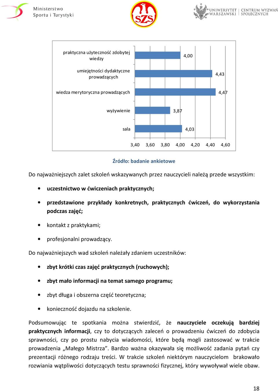 ćwiczeń, do wykorzystania podczas zajęć; kontakt z praktykami; profesjonalni prowadzący.