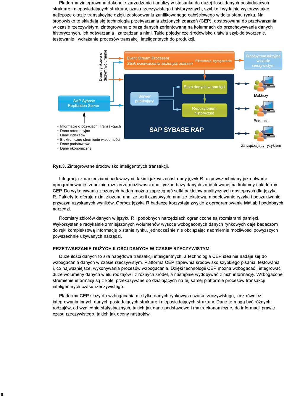 Na środowisko to składają się technologia przetwarzania złożonych zdarzeń (CEP), dostosowana do przetwarzania w czasie rzeczywistym, zintegrowana z bazą danych zorientowaną na kolumnach do
