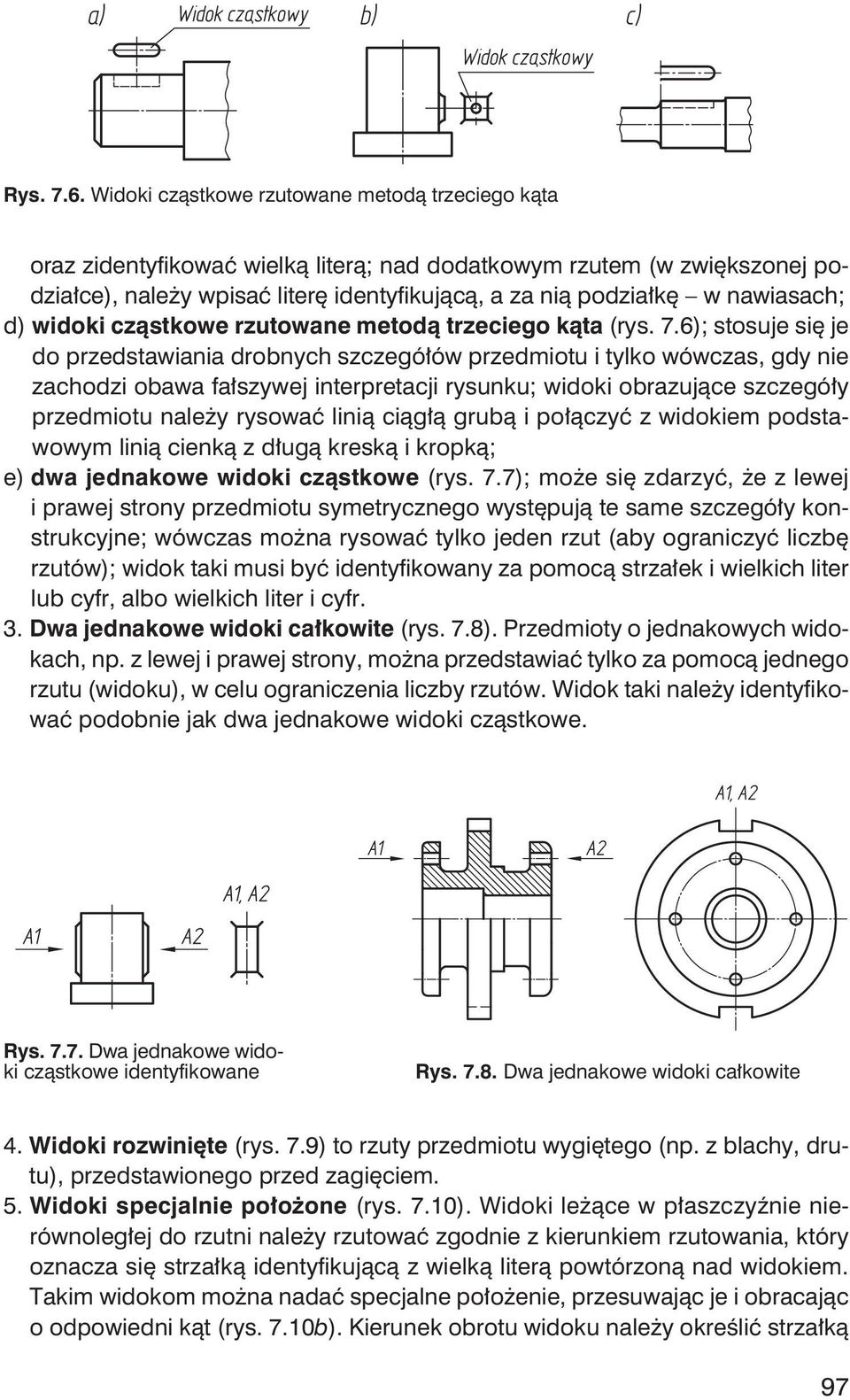 widoki cz stkowe rzutowane metod trzeciego k ta (rys. 7.