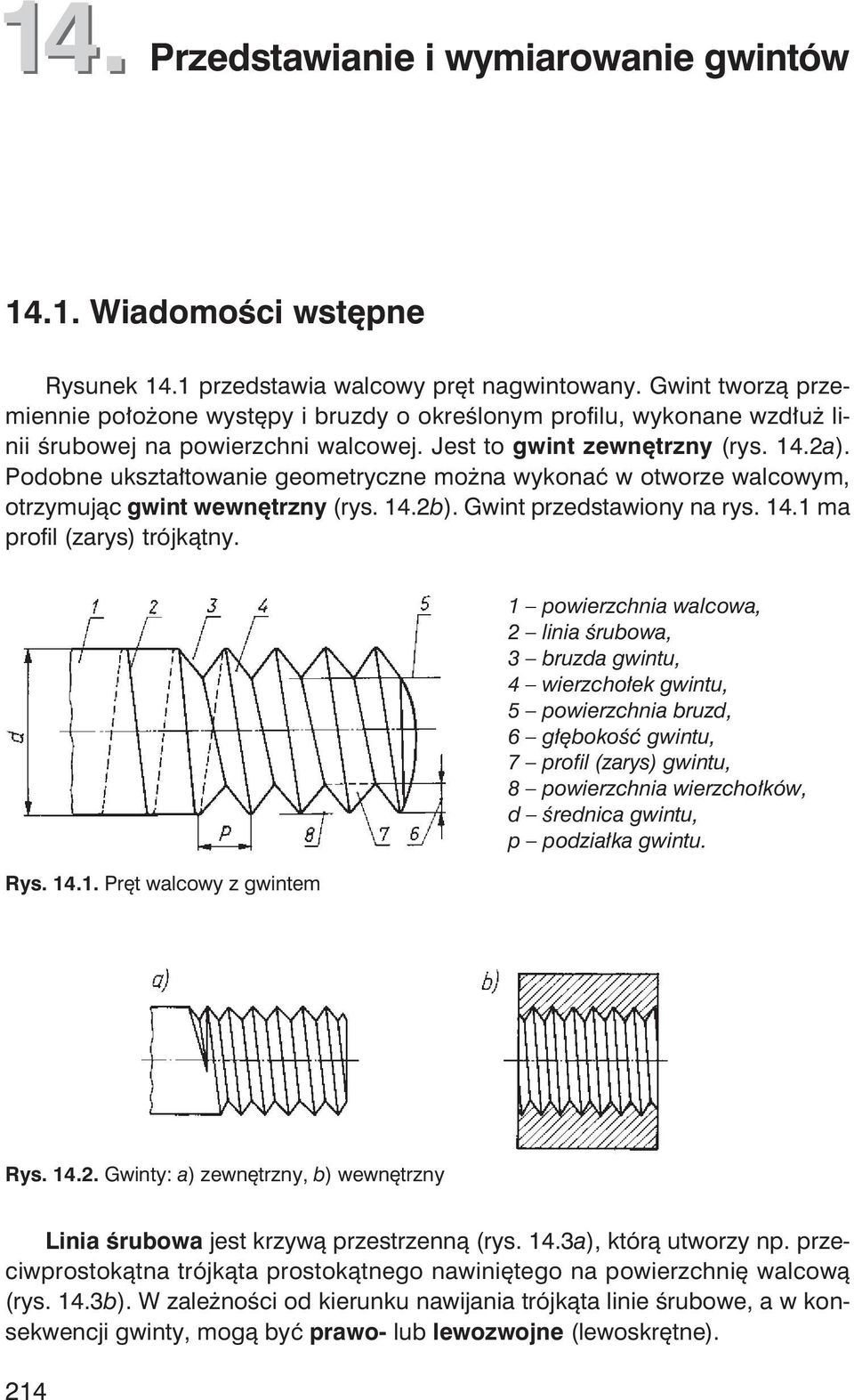 Podobne ukszta towanie geometryczne mo na wykona w otworze walcowym, otrzymuj c gwint wewn trzny (rys. 14