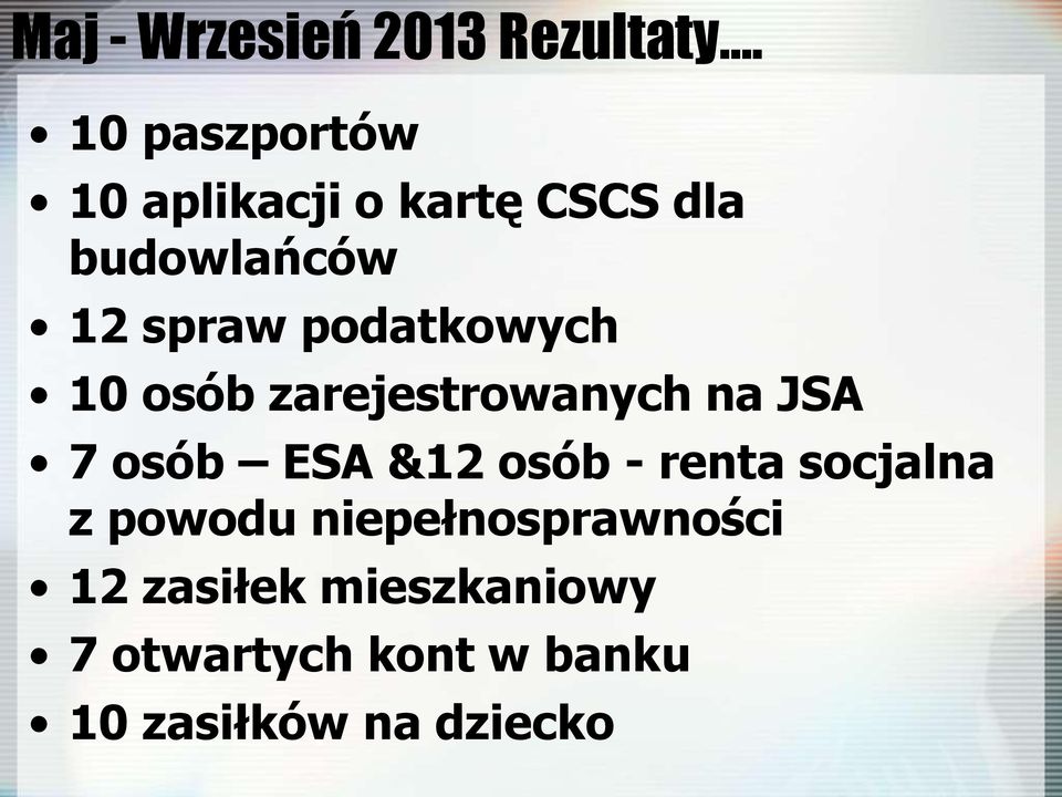 podatkowych 10 osób zarejestrowanych na JSA 7 osób ESA &12 osób -