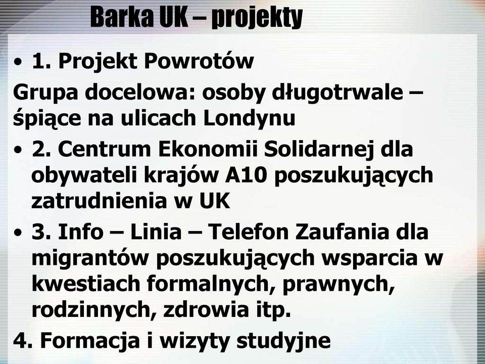 Centrum Ekonomii Solidarnej dla obywateli krajów A10 poszukujących zatrudnienia w UK