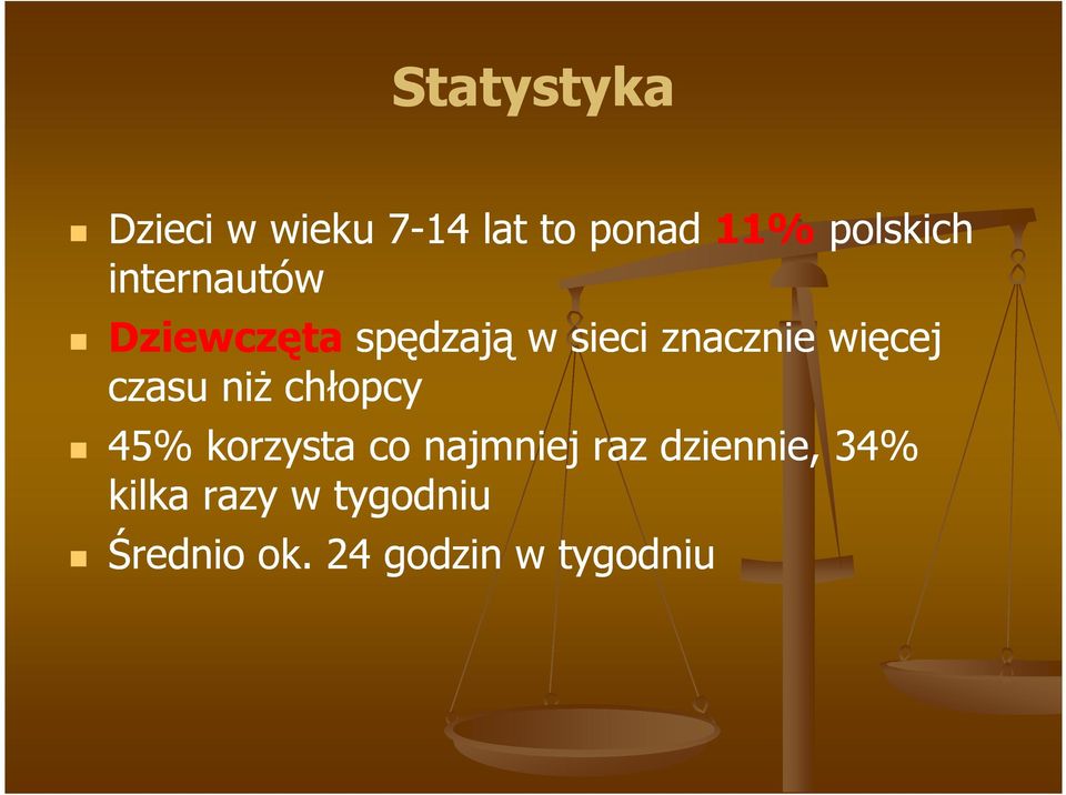 czasu niŝ chłopcy 45% korzysta co najmniej raz dziennie,