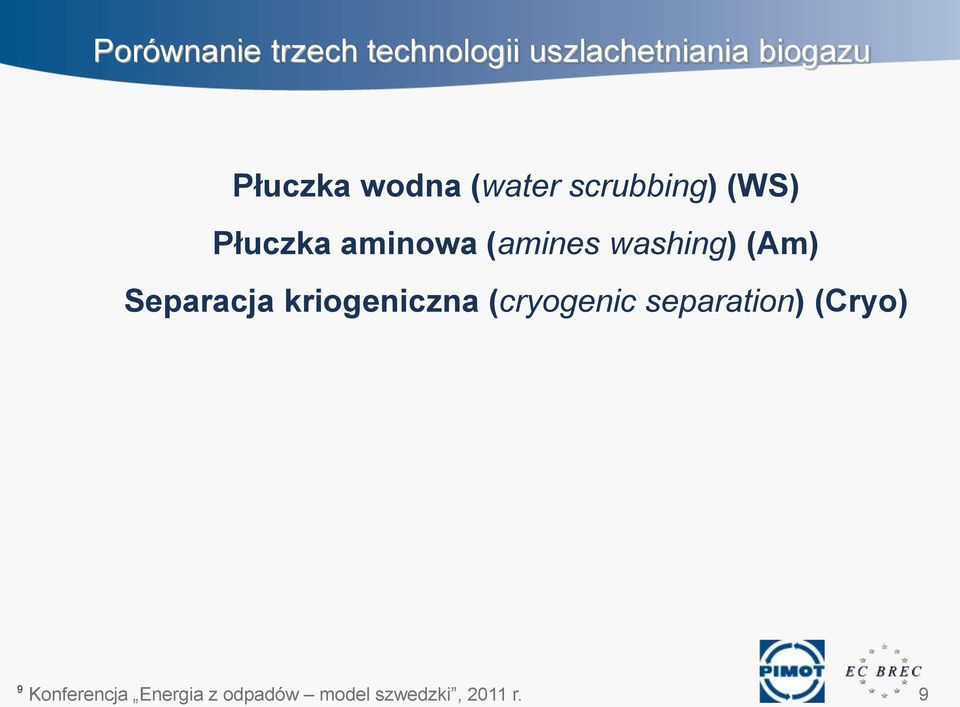 (amines washing) (Am) Separacja kriogeniczna (cryogenic