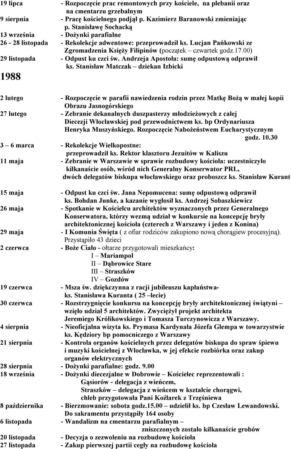 00) 29 listopada - Odpust ku czci św. Andrzeja Apostoła: sumę odpustową odprawił ks.