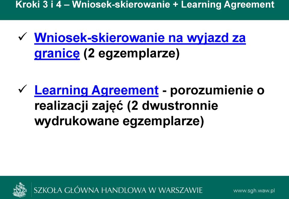 (2 egzemplarze) Learning Agreement - porozumienie