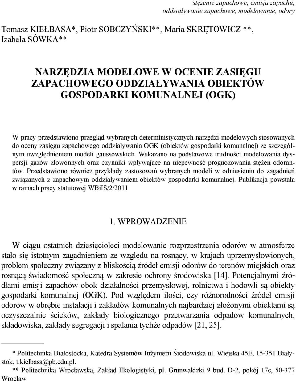 OGK (obiektów gospodarki komunalnej) ze szczególnym uwzględnieniem modeli gaussowskich.