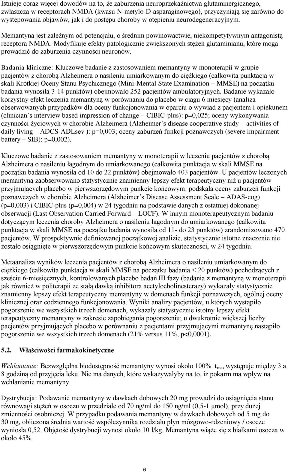 Modyfikuje efekty patologicznie zwiększonych stężeń glutaminianu, które mogą prowadzić do zaburzenia czynności neuronów.