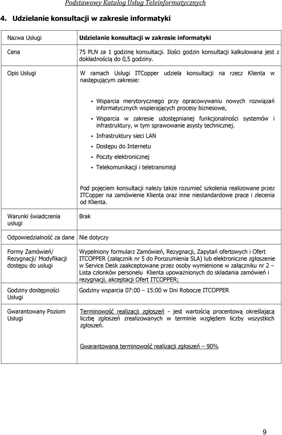 W ramach Usługi ITCopper udziela konsultacji na rzecz Klienta w następującym zakresie: Wsparcia merytorycznego przy opracowywaniu nowych rozwiązań informatycznych wspierających procesy biznesowe,