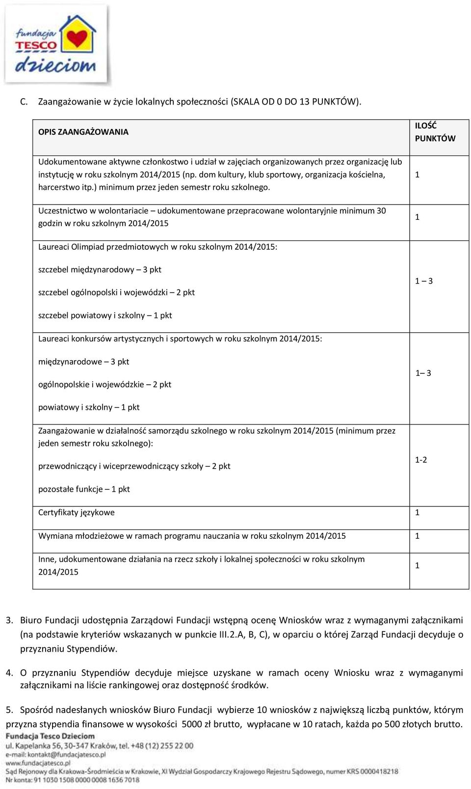 dom kultury, klub sportowy, organizacja kościelna, harcerstwo itp.) minimum przez jeden semestr roku szkolnego.