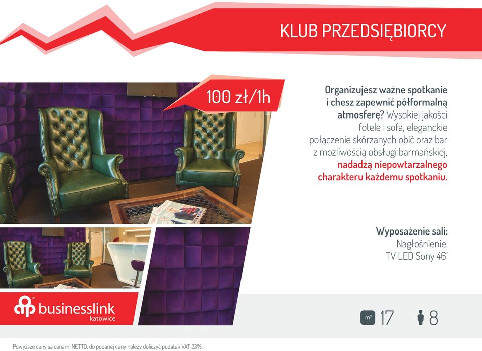 Wysokiej jakości fotele i sofa, eleganckie połączenie skórzanych obić oraz bar z