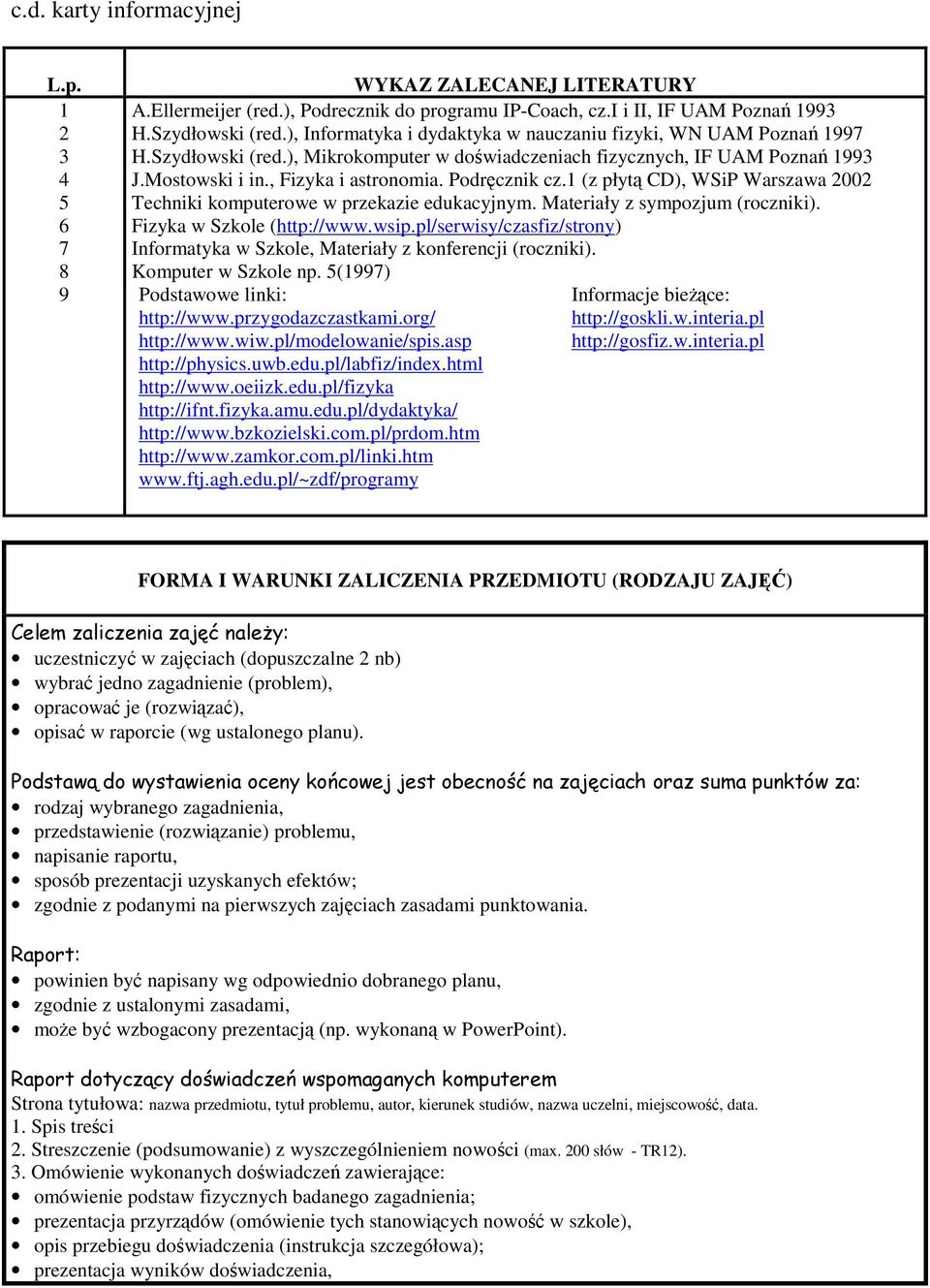 1 (z płyt CD), WSiP Warszawa 2002 Techniki komputerowe w przekazie edukacyjnym. Materiały z sympozjum (roczniki). Fizyka w Szkole (http://www.wsip.