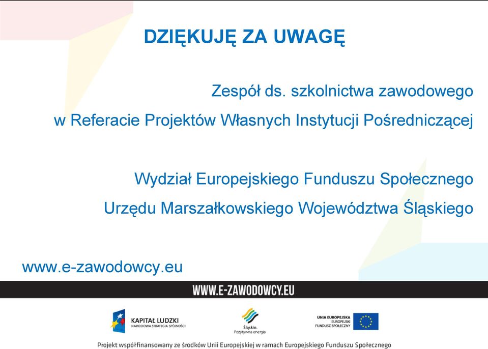 Instytucji Pośredniczącej Wydział Europejskiego