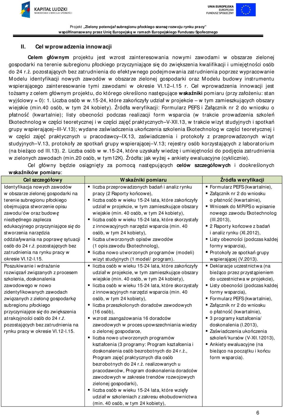 . pozostajcych bez zatrudnienia do efektywnego podejmowania zatrudnienia poprzez wypracowanie Modelu identyfikacji nowych zawodów w obszarze zielonej gospodarki oraz Modelu budowy instrumentu