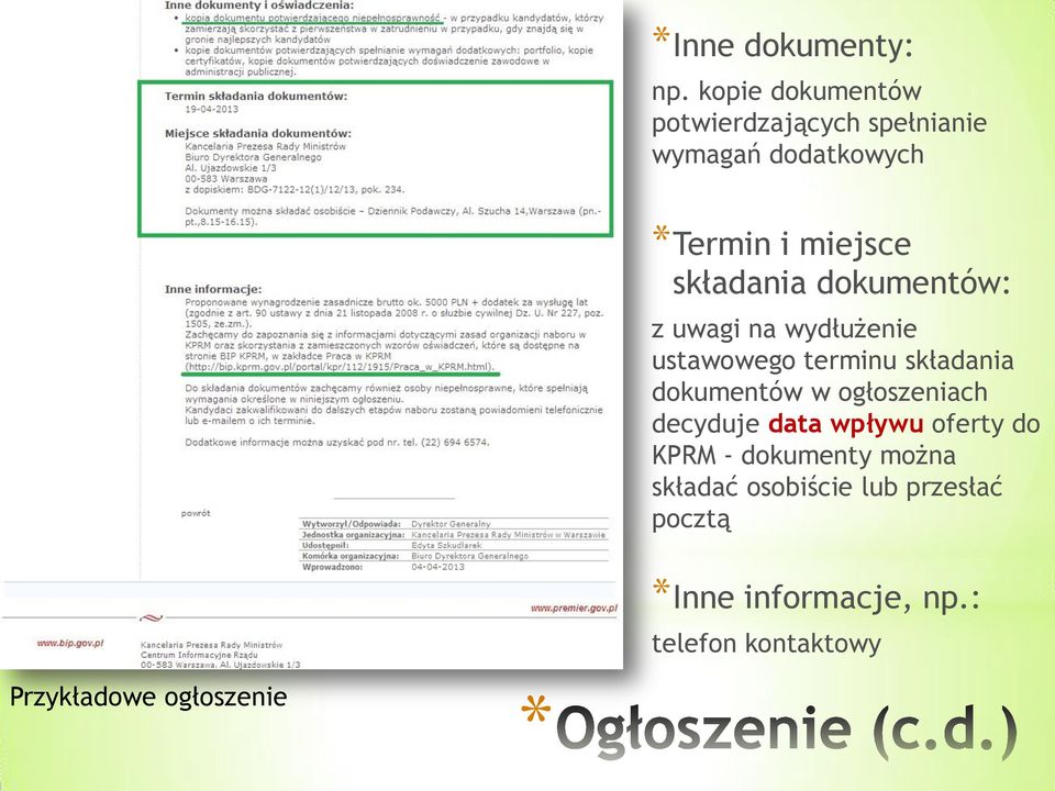 składania dokumentów: z uwagi na wydłużenie ustawowego terminu składania dokumentów w