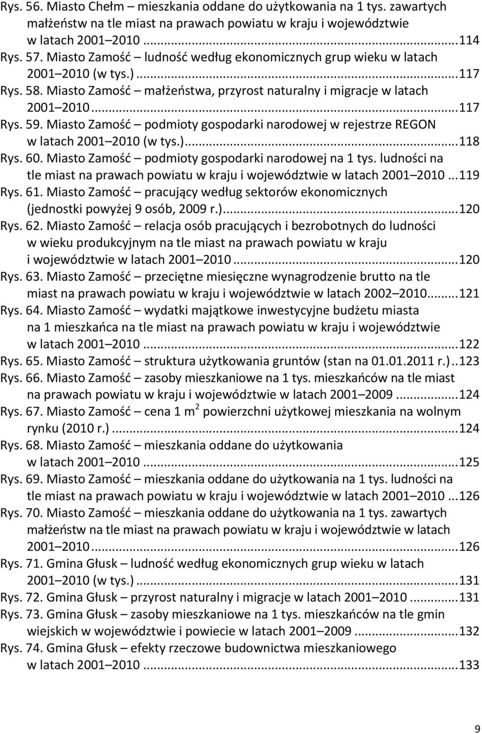 Miasto Zamośd podmioty gospodarki narodowej w rejestrze REGON w latach 2001 2010 (w tys.)... 118 Rys. 60. Miasto Zamośd podmioty gospodarki narodowej na 1 tys.