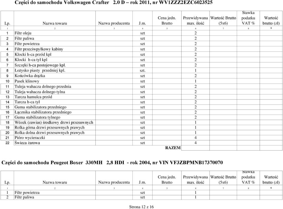 Szczęki h-ca postojowego kpl. szt 