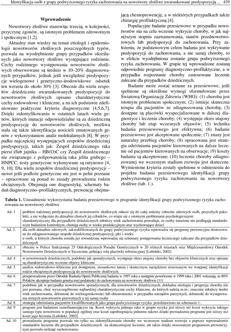 Aktualny stan wiedzy na temat etiologii i epidemiologii nowotworów złośliwych poszczególnych typów, pozwala na wyodrębnienie grupy przypadków określanych jako nowotwory złośliwe występujące rodzinnie.