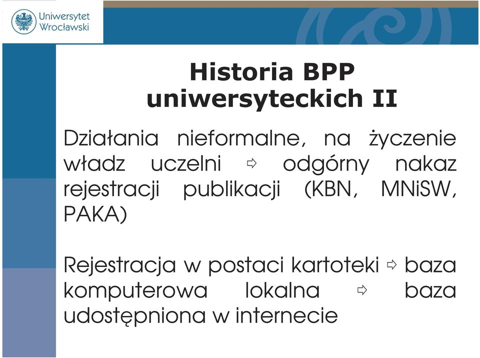 publikacji (KBN, MNiSW, PAKA) Rejestracja w postaci