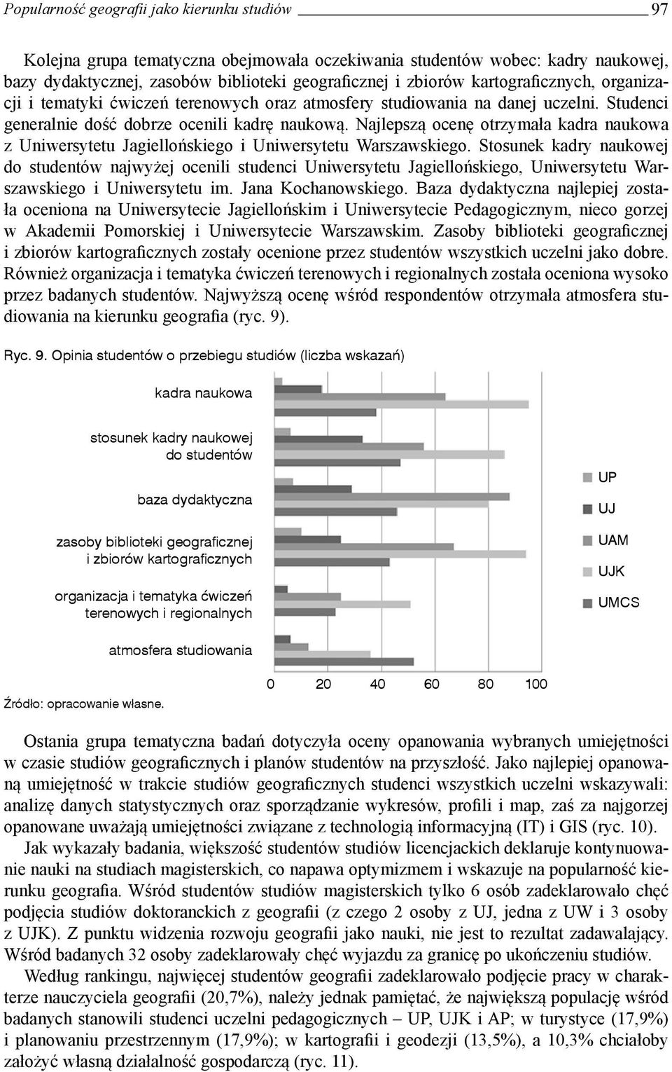 Najlepszą ocenę otrzymała kadra naukowa z Uniwersytetu Jagiellońskiego i Uniwersytetu Warszawskiego.