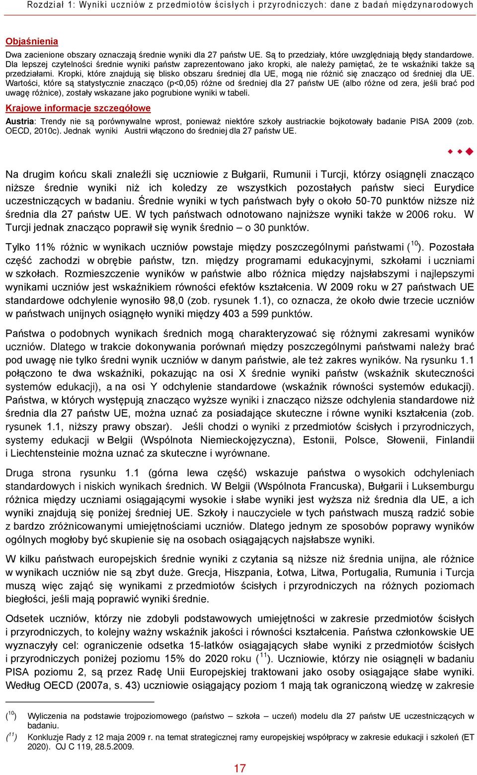 Kropki, które znajdują się blisko obszaru średniej dla UE, mogą nie różnić się znacząco od średniej dla UE.