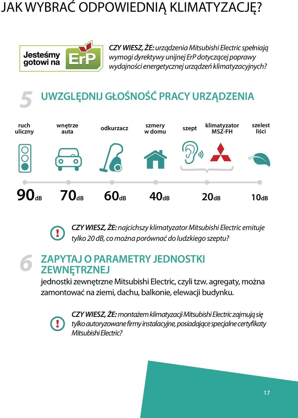 CZY WIESZ, ŻE: najcichszy klimatyzator Mitsubishi Electric emituje tylko 20 db, co można porównać do ludzkiego szeptu?