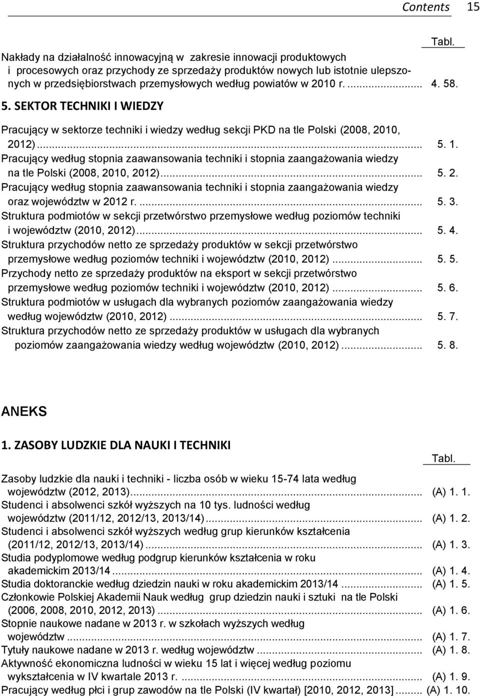 powiatów w 2010 r.... 4. 58. 5. SEKTOR TECHNIKI I WIEDZY Pracujący w sektorze techniki i wiedzy według sekcji PKD na tle Polski (2008, 2010, 2012)... 5. 1.