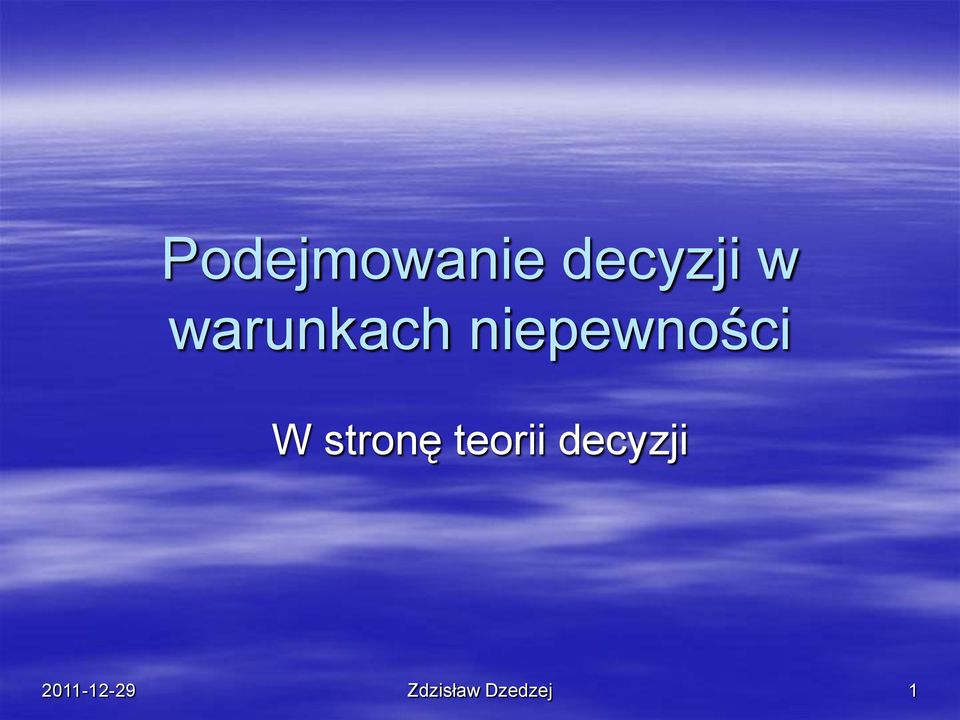 stronę teorii decyzji