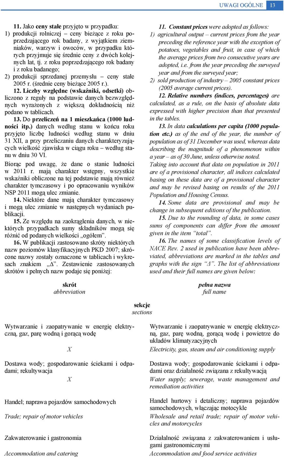 dwóch kolejnych lat, tj. z roku poprzedzającego rok badany i z roku badanego; 2) produkcji sprzedanej przemysłu ceny stałe 2005 r. (średnie ceny bieżące 2005 r.). 12.