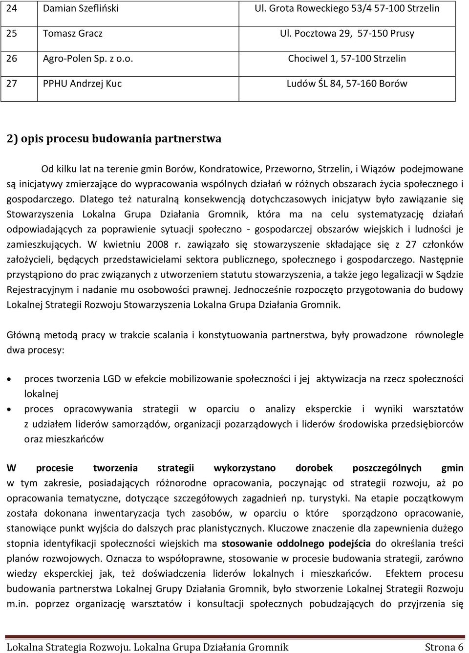 budowania partnerstwa Od kilku lat na terenie gmin Borów, Kondratowice, Przeworno, Strzelin, i Wiązów podejmowane są inicjatywy zmierzające do wypracowania wspólnych działań w różnych obszarach życia