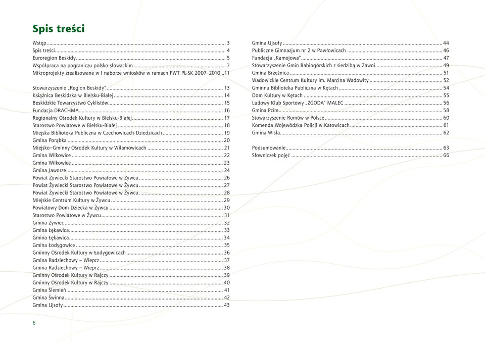 .. 17 Starostwo Powiatowe w Bielsku-Białej... 18 Miejska Biblioteka Publiczna w Czechowicach-Dziedzicach... 19 Gmina Porąbka... 20 Miejsko Gminny Ośrodek Kultury w Wilamowicach... 21 Gmina Wilkowice.