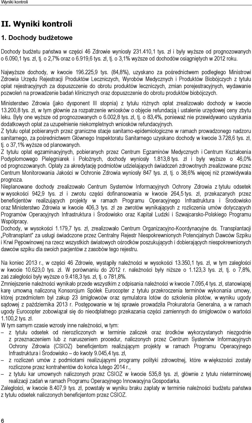 (84,8%), uzyskano za pośrednictwem podległego Ministrowi Zdrowia Urzędu Rejestracji Produktów Leczniczych, Wyrobów Medycznych i Produktów Biobójczych z tytułu opłat rejestracyjnych za dopuszczenie do