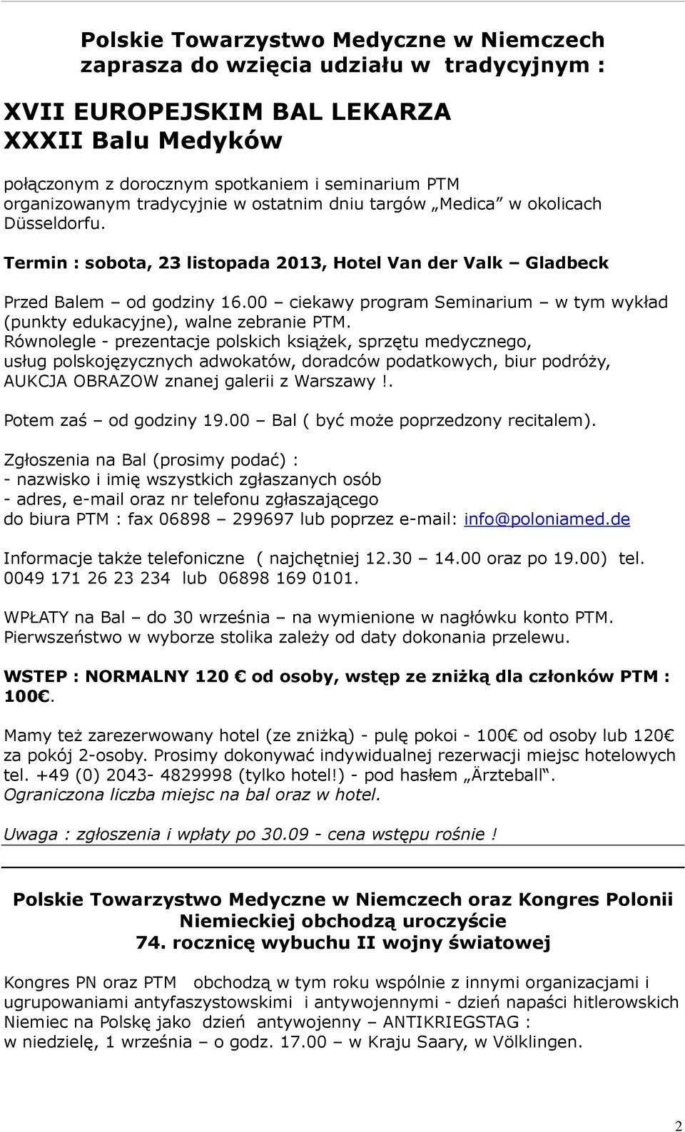 00 ciekawy program Seminarium w tym wykład (punkty edukacyjne), walne zebranie PTM.