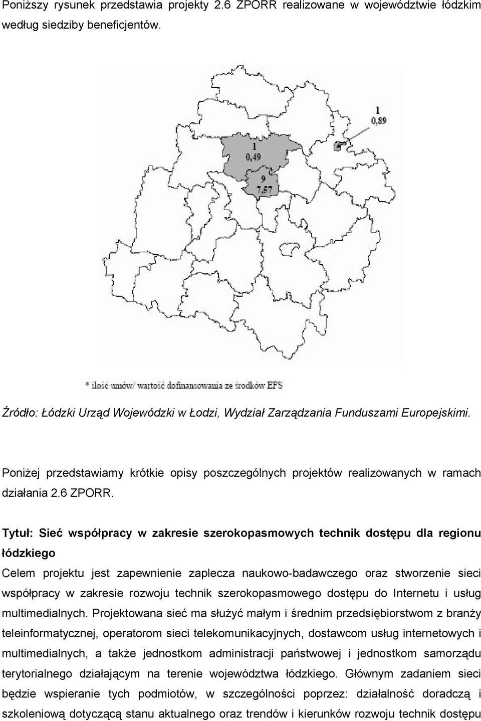 Tytuł: Sieć współpracy w zakresie szerokopasmowych technik dostępu dla regionu łódzkiego Celem projektu jest zapewnienie zaplecza naukowo-badawczego oraz stworzenie sieci współpracy w zakresie