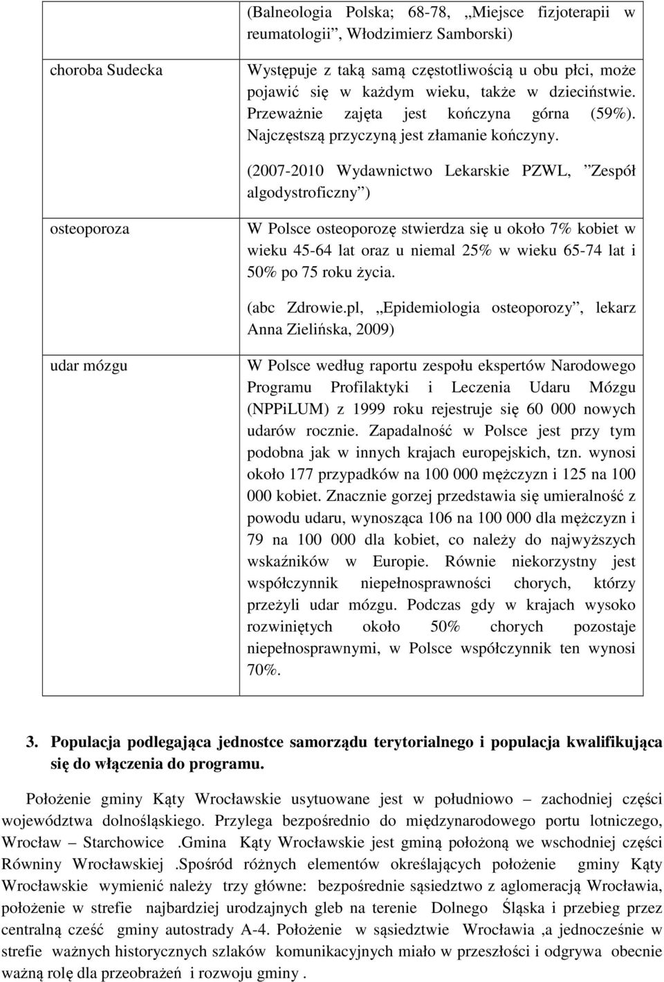 (2007-2010 Wydawnictwo Lekarskie PZWL, Zespół algodystroficzny ) osteoporoza W Polsce osteoporozę stwierdza się u około 7% kobiet w wieku 45-64 oraz u niemal 25% w wieku 65-74 i 50% po 75 roku życia.