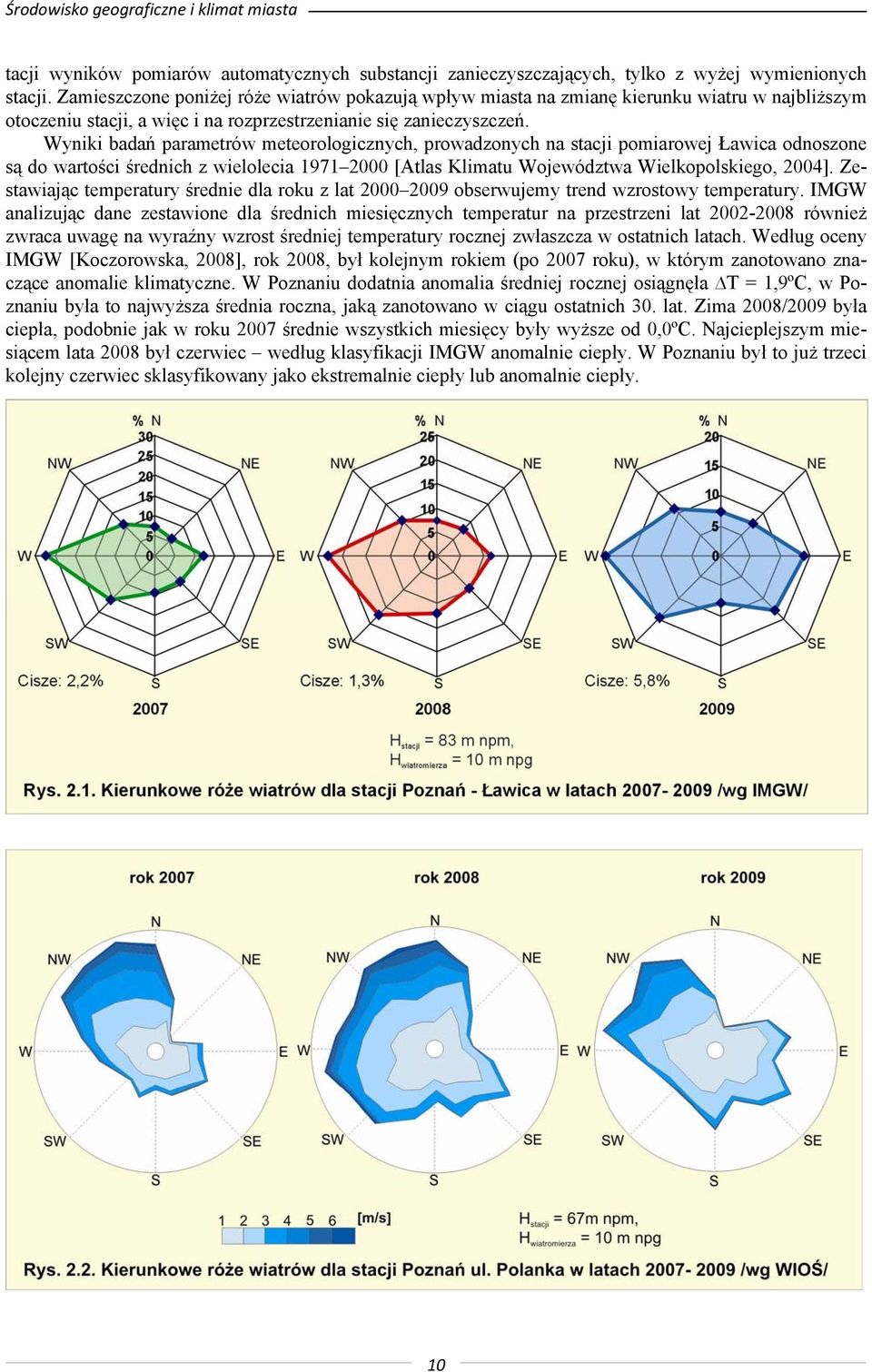 Wyniki badań parametrów meteorologicznych, prowadzonych na stacji pomiarowej Ławica odnoszone są do wartości średnich z wielolecia 1971 2000 [Atlas Klimatu Województwa Wielkopolskiego, 2004].