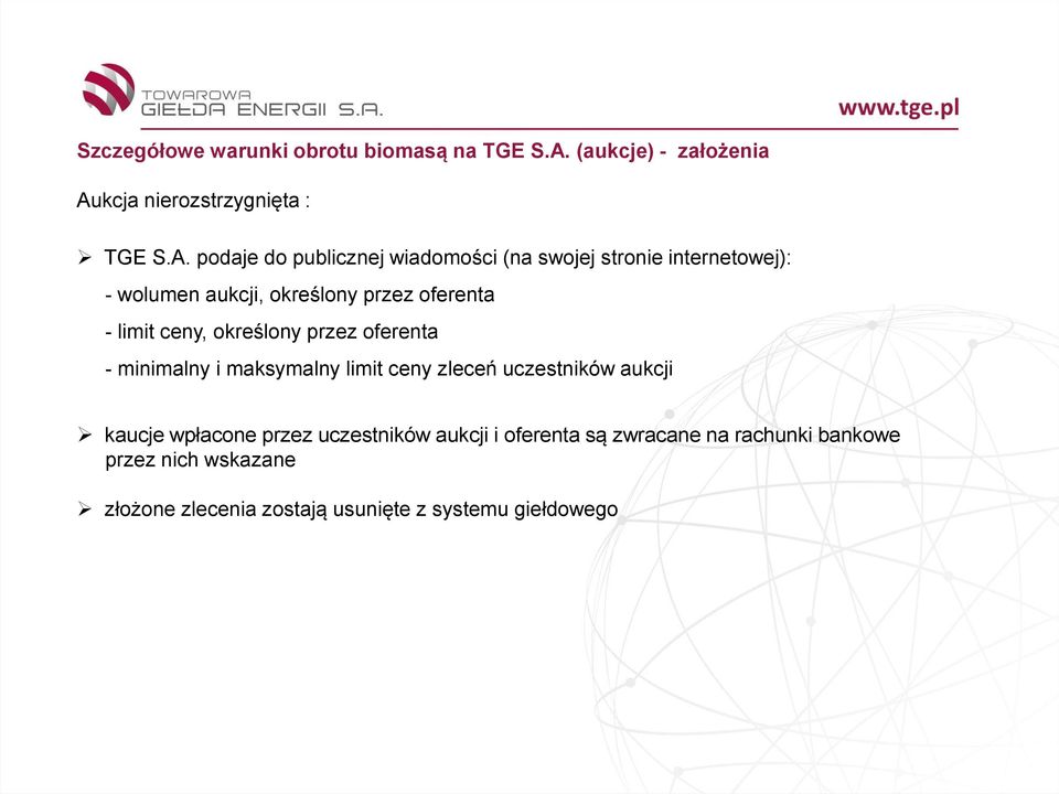 minimalny i maksymalny limit ceny zleceń uczestników aukcji kaucje wpłacone przez uczestników aukcji