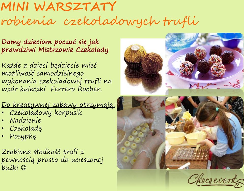 czekoladowej trufli na wzór kuleczki Ferrero Rocher.