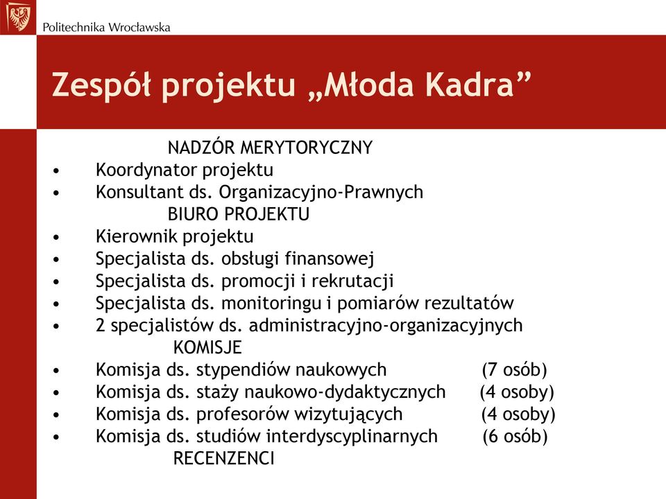 promocji i rekrutacji Specjalista ds. monitoringu i pomiarów rezultatów 2 specjalistów ds.