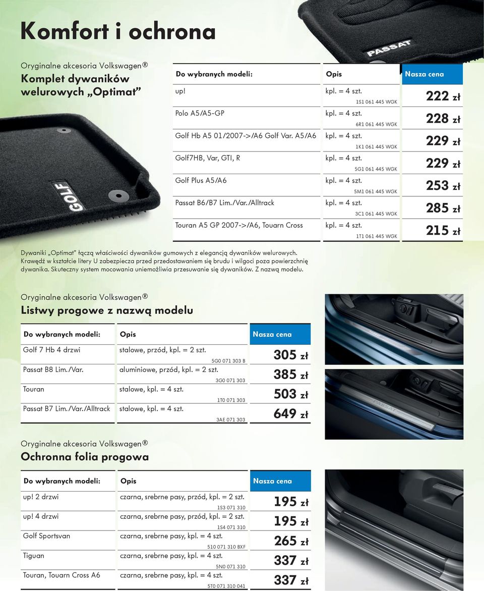 Passat B6/B7 Lim./Var./Alltrack kpl. = 4 szt.